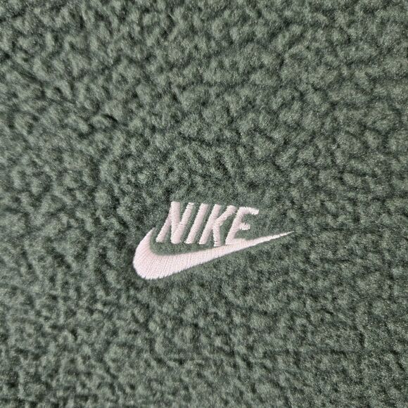 Nike Sportswear Club Mens Large Fleece Sherpa Green Zip Up Jacket FZ0888 323 L - Picture 2 of 7